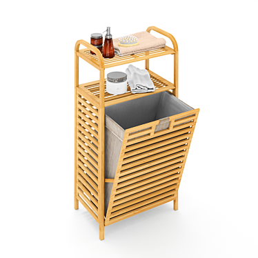 Bamboo rack with laundry basket