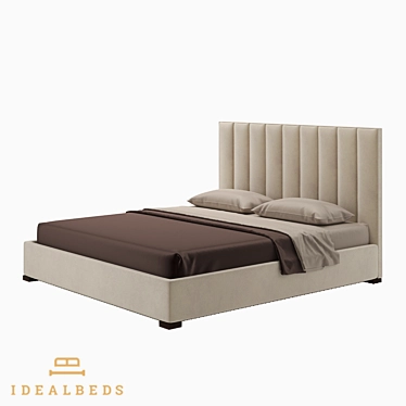 Modena Vertical Bed: Elegant Wood & Fabric Design 3D model image 1 