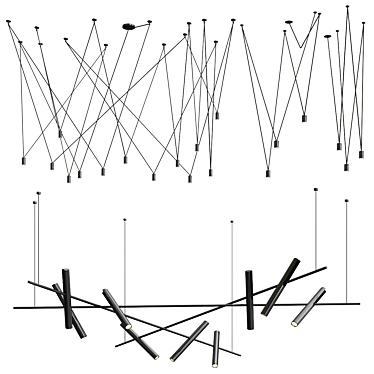 Sleek Match & Esprit Chandelier: Modern Illumination 3D model image 1 