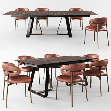 Sleek Sunshine Table & Comfortable Oleandro Chair 3D model image 1 