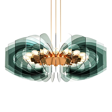 Elegant Colored Glass Chandelier 3D model image 1 