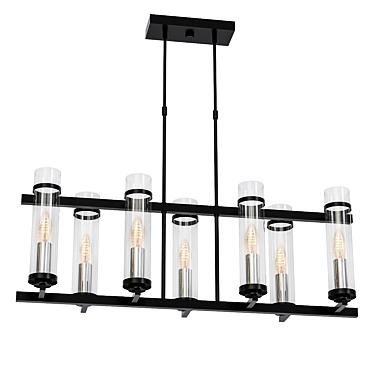 Dual-row Pendant Light with Bichero Shades 3D model image 1 