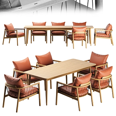 Kerry Lounge Chair & Tate Walnut Table Set 3D model image 1 