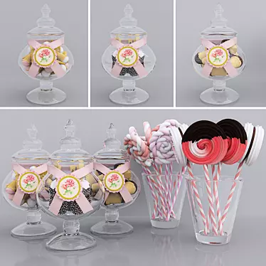 Sweet Delights: Candy Jars & Meringues 3D model image 1 