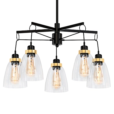 Industrial Black Pendant Light 3D model image 1 