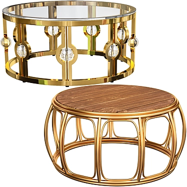 Art Deco Gold Coffee Tables Set