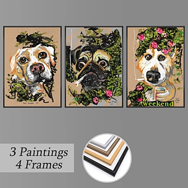 Elegant Wall Art Set with Frame Variety 3D model image 1 