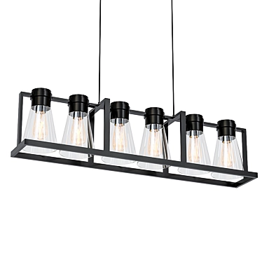 Sleek Black Kitchen Island Pendant 3D model image 1 