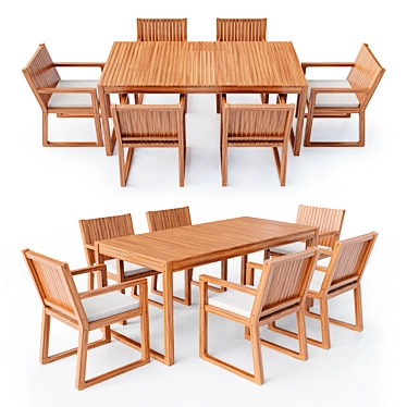 Sleek and Stylish Garden Dining Set 3D model image 1 