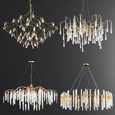 Exquisite Chandelier Collection: Crystal Galaxy, Serip Aqua, Willow, Waterfall 3D model image 1 