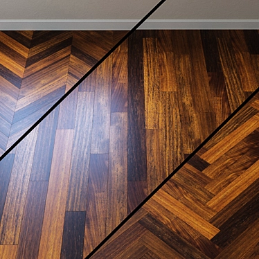 Title: UPOFLOOR Merbau Parquet Board - French Oak Chevron 3D model image 1 