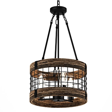 Rustic Wood Chandelier | Vintage-inspired Lighting 3D model image 1 