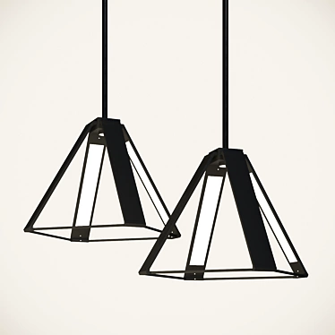 Sleek Metal LED Pendant 3D model image 1 