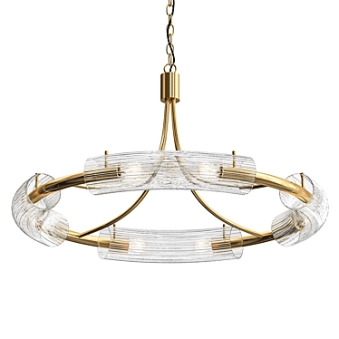 Golden Cylinder Pendant Chandelier 3D model image 1 