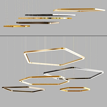 Polygonal Henge Suspension: Strikingly Sleek Lighting 3D model image 1 