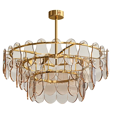 Elegant Gold & White Smoke Glass Chandelier 3D model image 1 