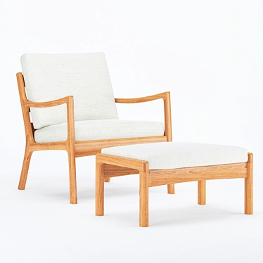 Vintage Danish Design: Senator & Puff Easy Chair Set 3D model image 1 