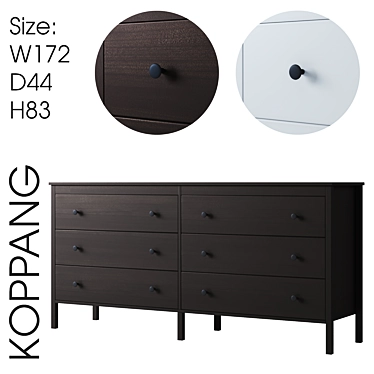 KOPPANG 6-Drawer Chest: Brown & White - Sleek and Spacious 3D model image 1 