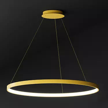 1. Title: ULIGHT Gold Halo Pendant Lamp (1 Ring) [42 characters]
2. Title: Stylish Gold Halo Pendant 3D model image 1 