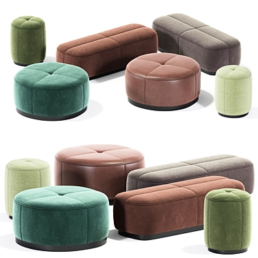 Elegant Oblong Pill Ottoman 3D model image 1 