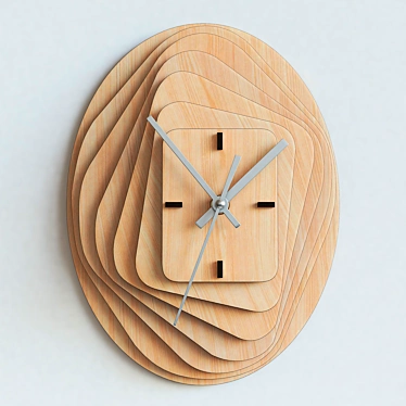 Modern Wooden Wall Clock 3D model image 1 