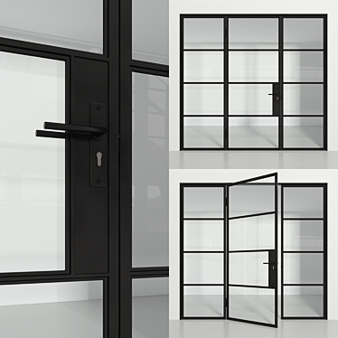 Elegant Loft Glass Partition 3D model image 1 