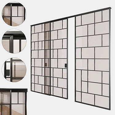 Sleek Glass Sliding Doors 3D model image 1 