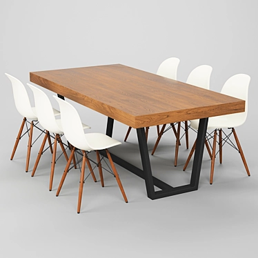 Modern Dining Table Set with Chairs 3D model image 1 