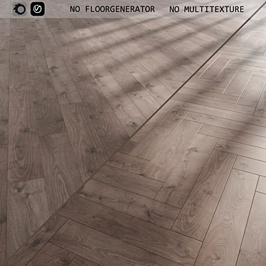 Durable Laminate Flooring: Standard & Herringbone Designs. 3D model image 1 