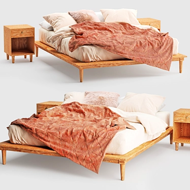 Modern Amelia Platform Bed: Urban Outfitters 3D model image 1 