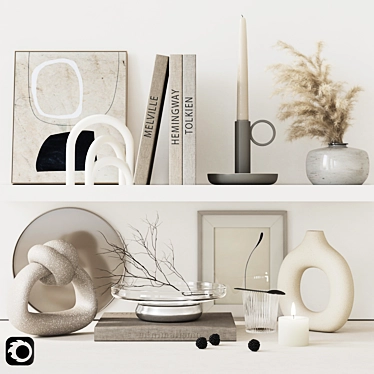 Elegant Decor Set: Vases, Candles, Plates, Sculptures 3D model image 1 