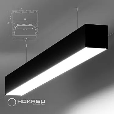 Sleek Black Linear Lamp by HOKASU 3D model image 1 