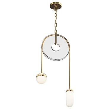 Modern Brass and Glass Pendant 3D model image 1 