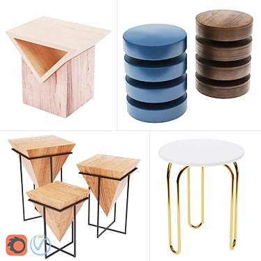 Modern Side Tables Set - Vol.04 3D model image 1 