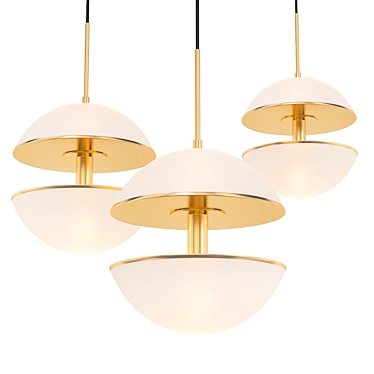 Elegant Brass and Glass Loft Pendant 3D model image 1 
