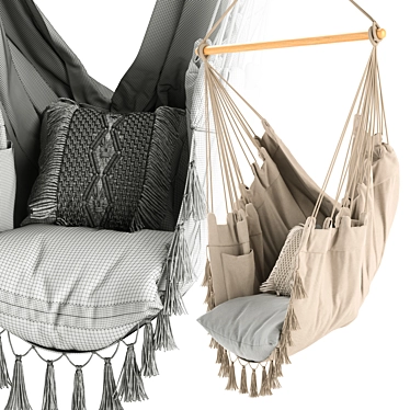 Cozy Ivory Hammock Chair 3D model image 1 