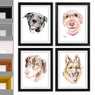 Happy Pet Art: Framed Dog Portrait Collection 3D model image 1 
