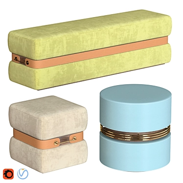 Stylish Ottoman Set by Mezzo Collection 3D model image 1 