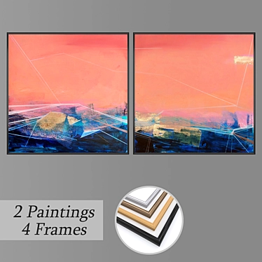 Modern Art Paintings Set 3D model image 1 