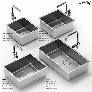 Elegant Kitchen Sink Collection 3D model image 1 