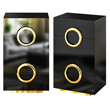 Sleek Black Gold Accent Chest 3D model image 1 