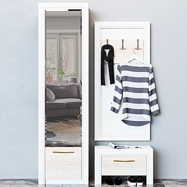 Olivia Entryway Set: Shoe Cabinet, Wall-mounted Coat Rack & Wardrobe 3D model image 1 