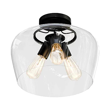 Elegant Black Clear Ashley Ceiling Light 3D model image 1 