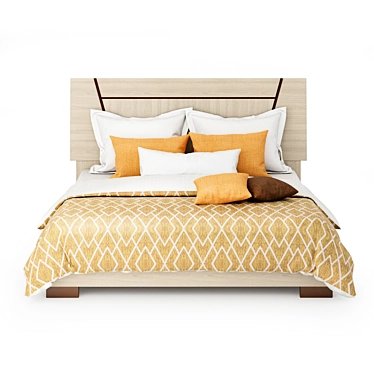 Elegant Grey Koto Wood Monchiaro Bed 3D model image 1 