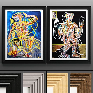 Modern Art Frame Set 3D model image 1 