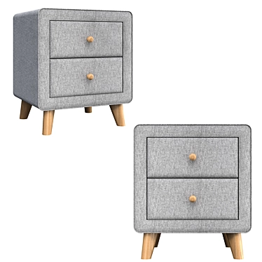 Modern Gray Bedside Sideboard 3D model image 1 