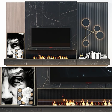 Fireplace TV Zone: Modern and Stylish 3D model image 1 