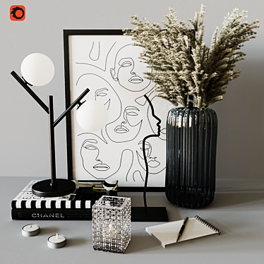 Title: Elegant Ribbed Glass Decor Set 3D model image 1 