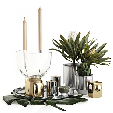 Stylish Chrome Decor Set by H&M 3D model image 1 