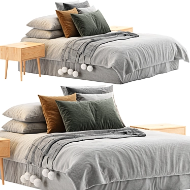 Modern Scandinavian Style Bed 3D model image 1 